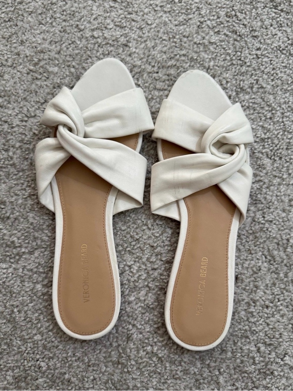 Veronica Beard white Ivory Knot Front Slide Sandals 7